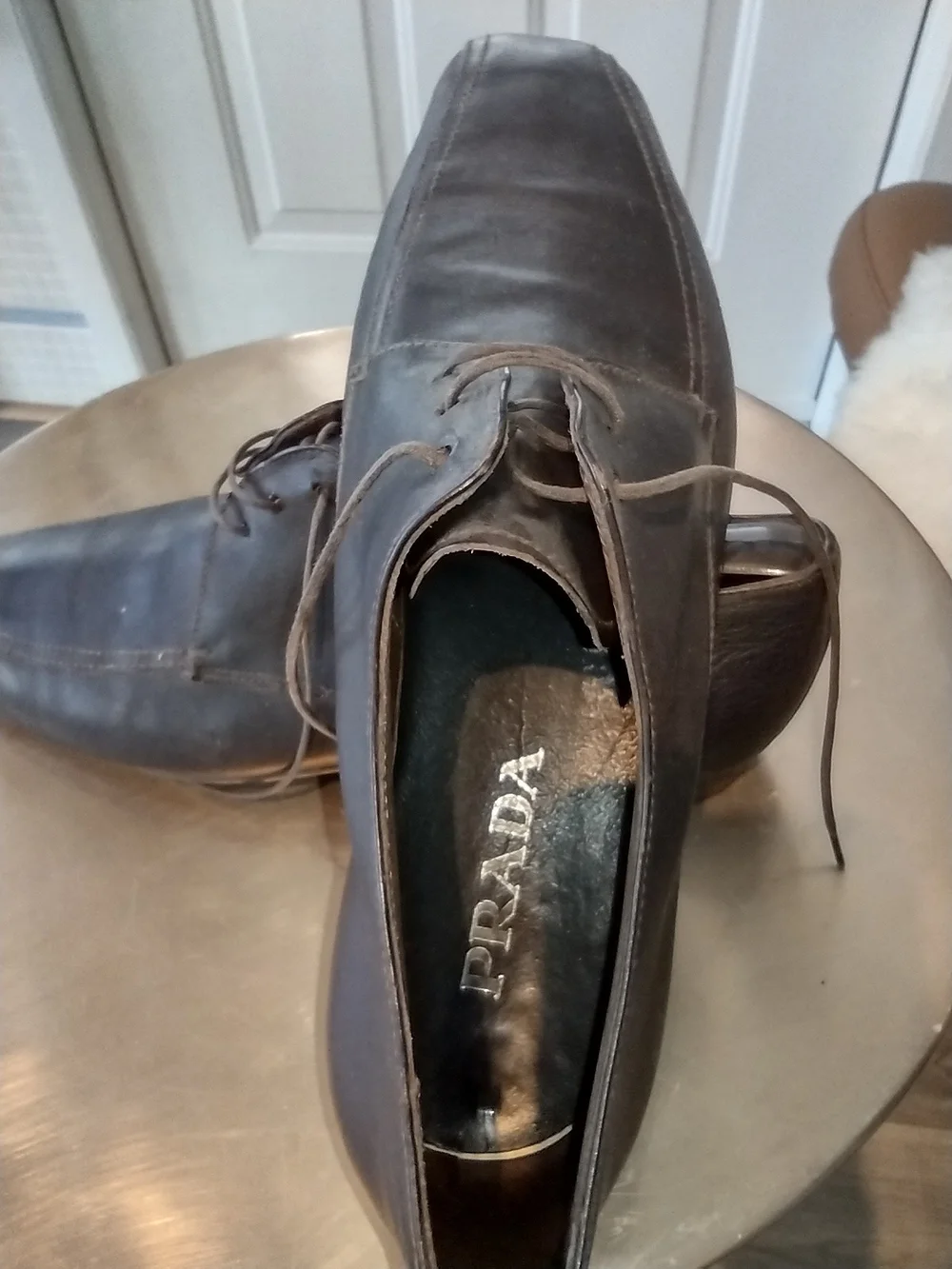Prada Classic Men's Black Leather Lace-Up Dress Shoes